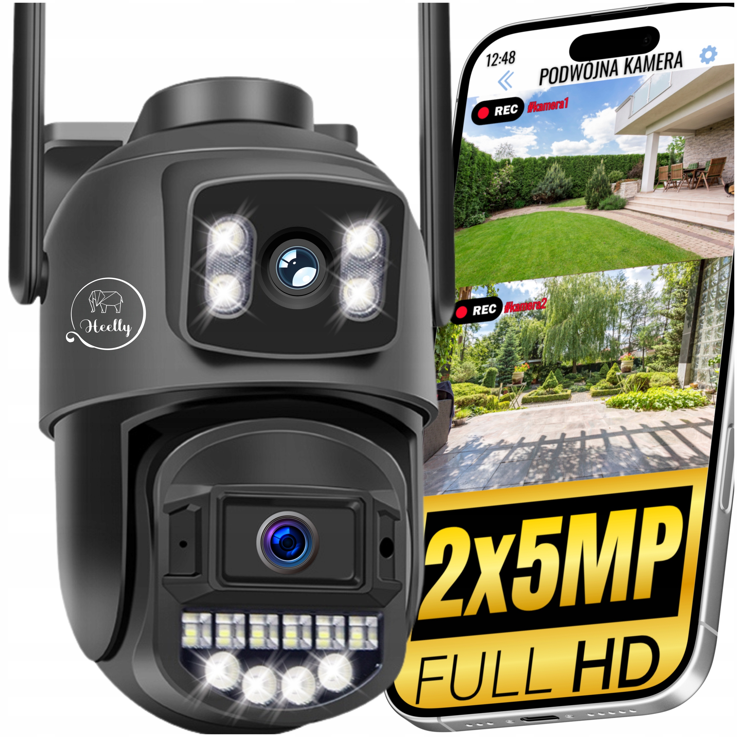 Podwójna kamera zewnętrzna Heelly Pro Guard 2 x 5 MP czarna