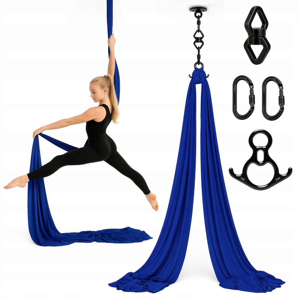 Akrobatická šála aerial silk 6 m Modrá