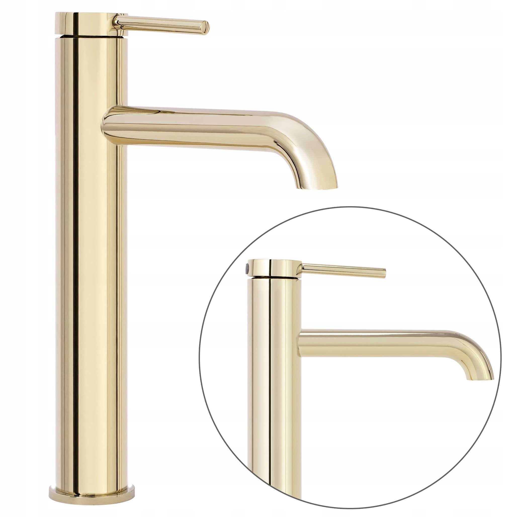Zlatá vysoká umývadlová batéria pre umývadlo Rea Spot Stojací lesk