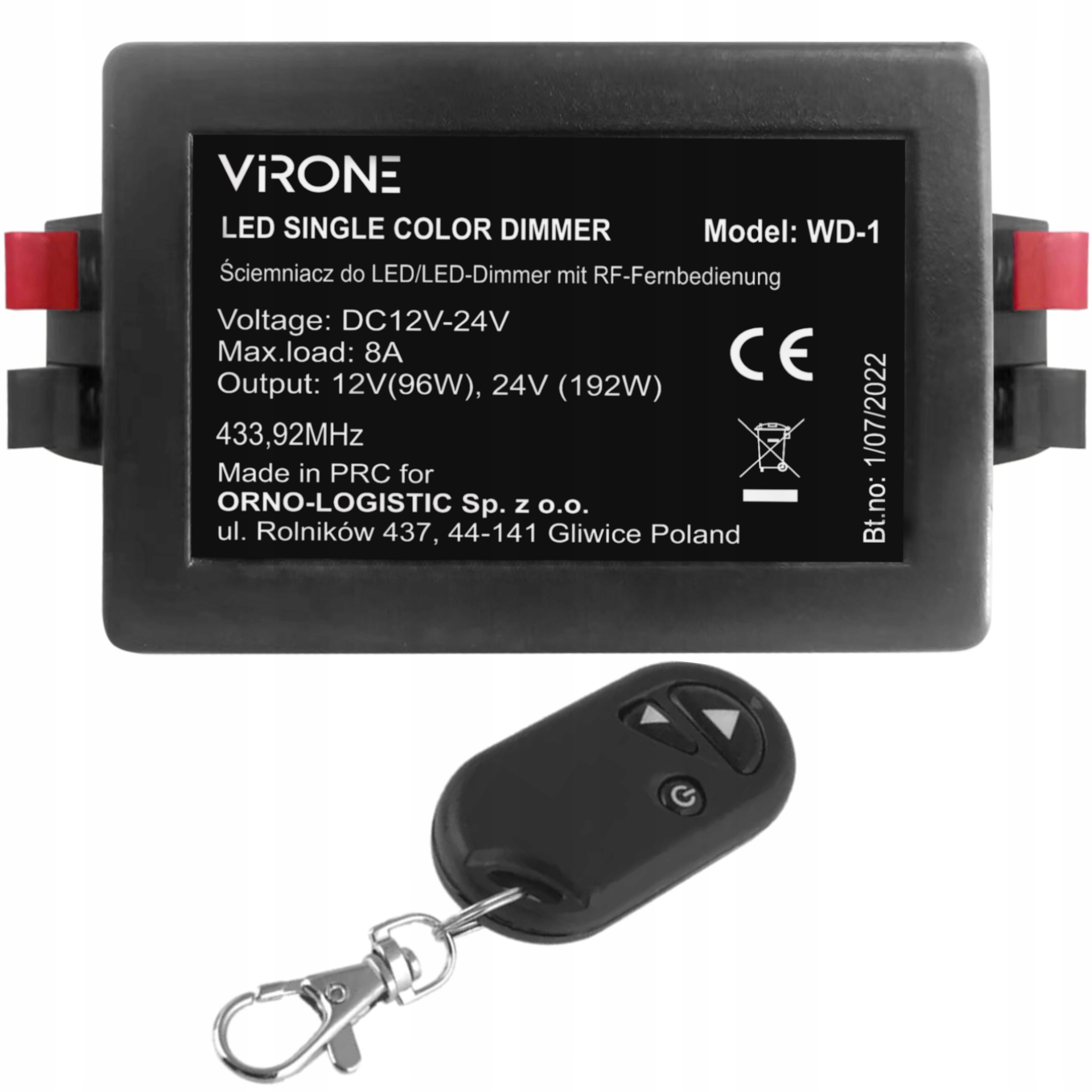 

Ściemniacz Sterownik Led Na Pilota Rf 12V-24V 8A