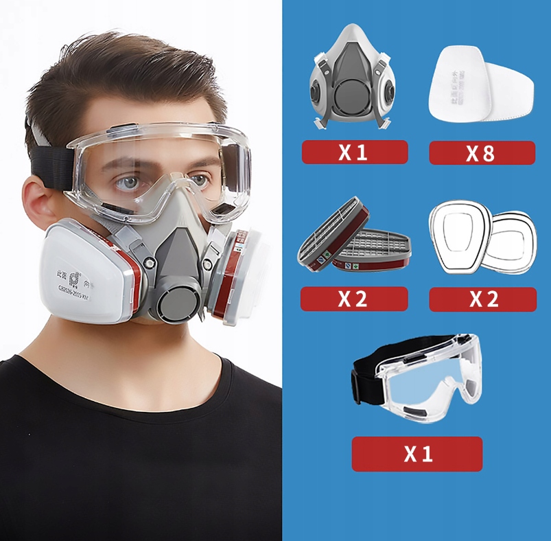 MASKA PRZECIWGAZOWA PEŁNA Lakiernicza Gazowa PEŁNOTWARZOWA 6800 + OKULARY EAN (GTIN) 6912504944565