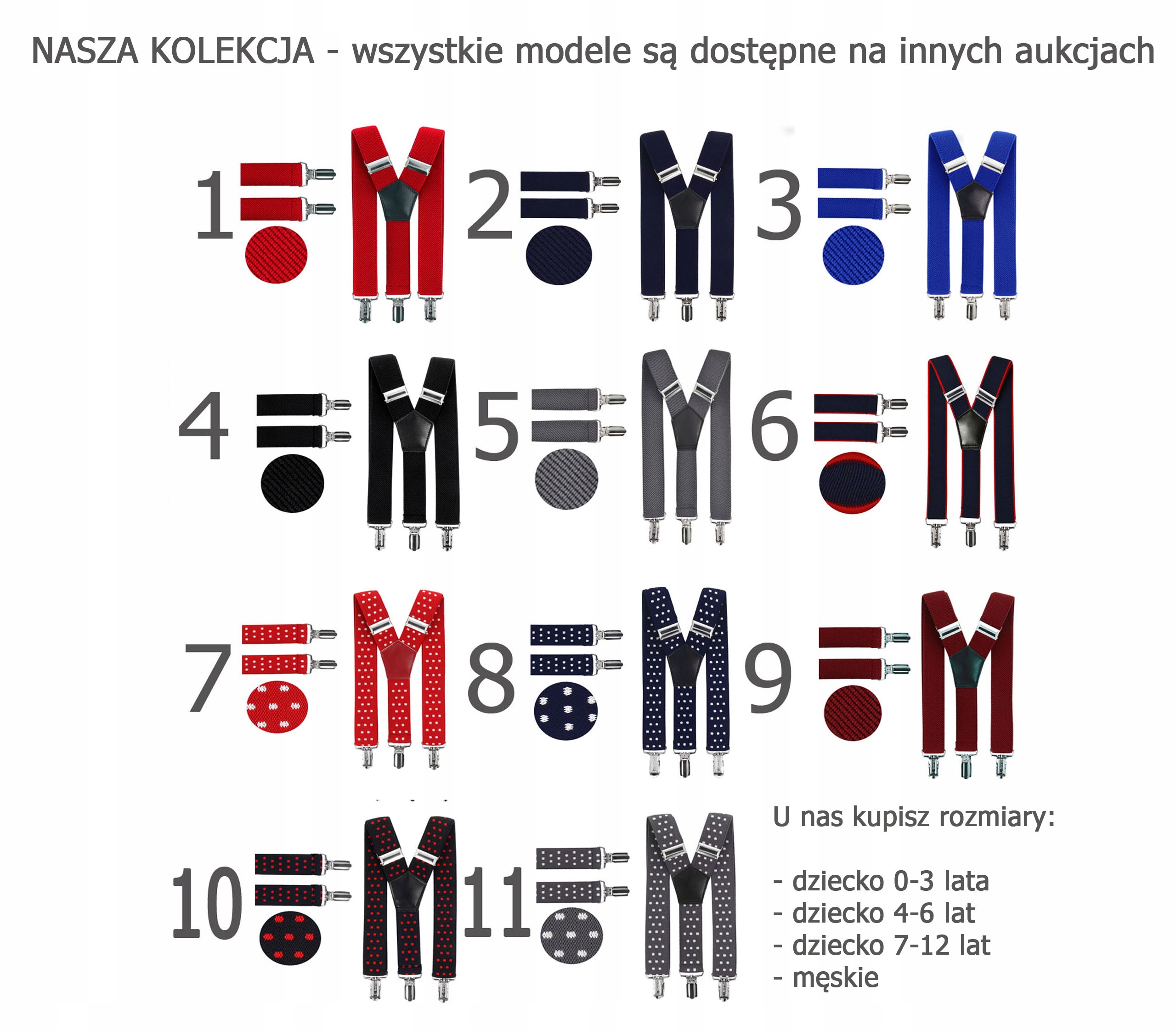 SZELKI DZIECIĘCE do spodni granatowe 0-12 lat Kolor wielokolorowy