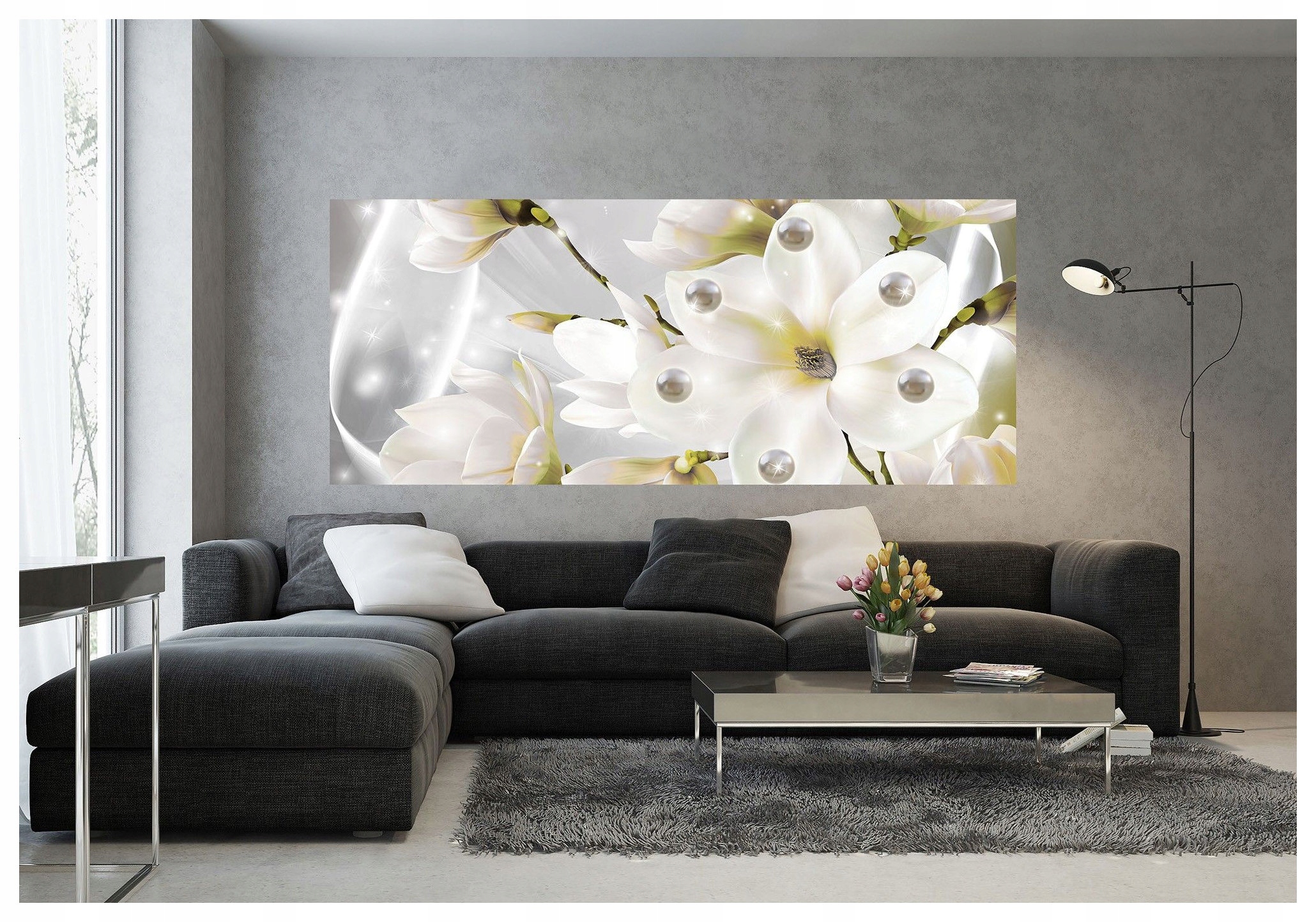 Fototapeta Magnolie 3D Stříbrné perly luxusu a jemnosti 250x104 lepidlo