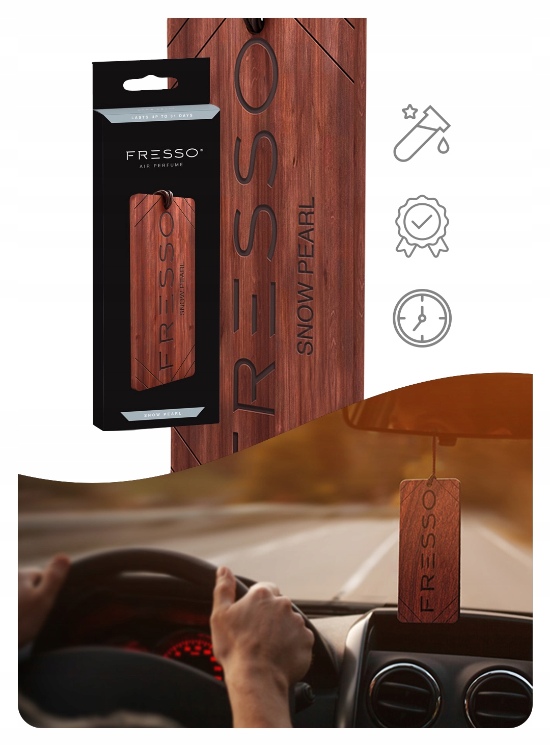 FRESSO Snow Pearl PERFUMY +2x ZAWIESZKA do auta Rodzaj atomizery