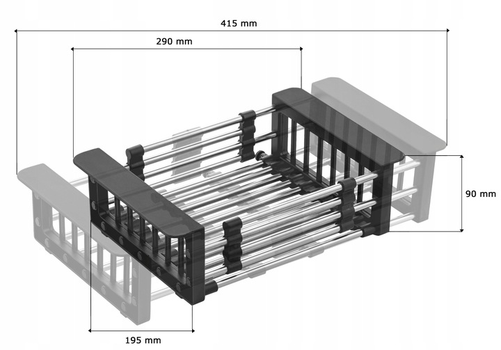 DOZOWNIK NA PŁYN CZARNY OCIEKARKA TELESKOPOWA ZLEW Waga produktu z opakowaniem jednostkowym 2 kg