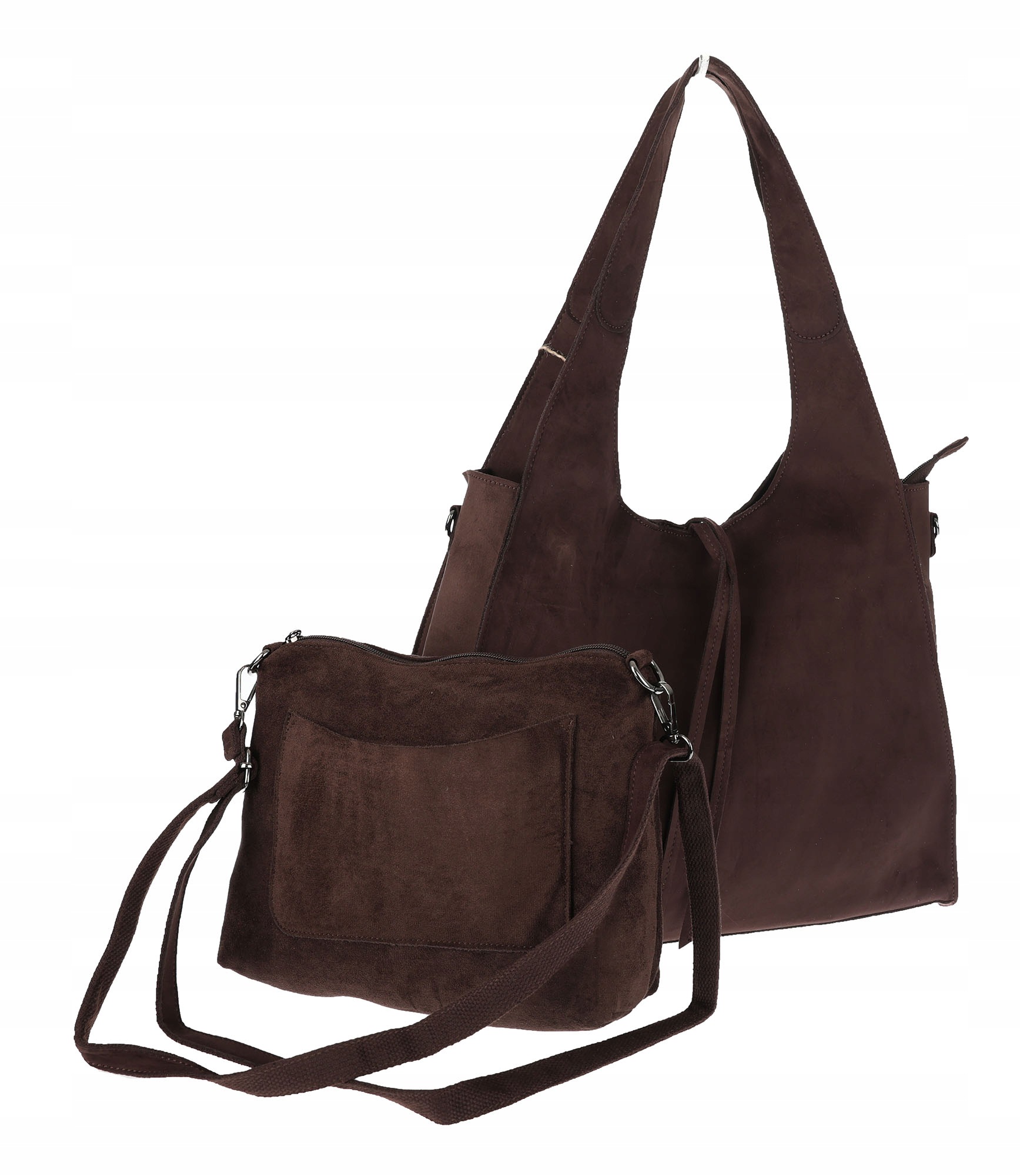 Dámská shopper kabelka semišová módní do práce taška L140 Čokoládová