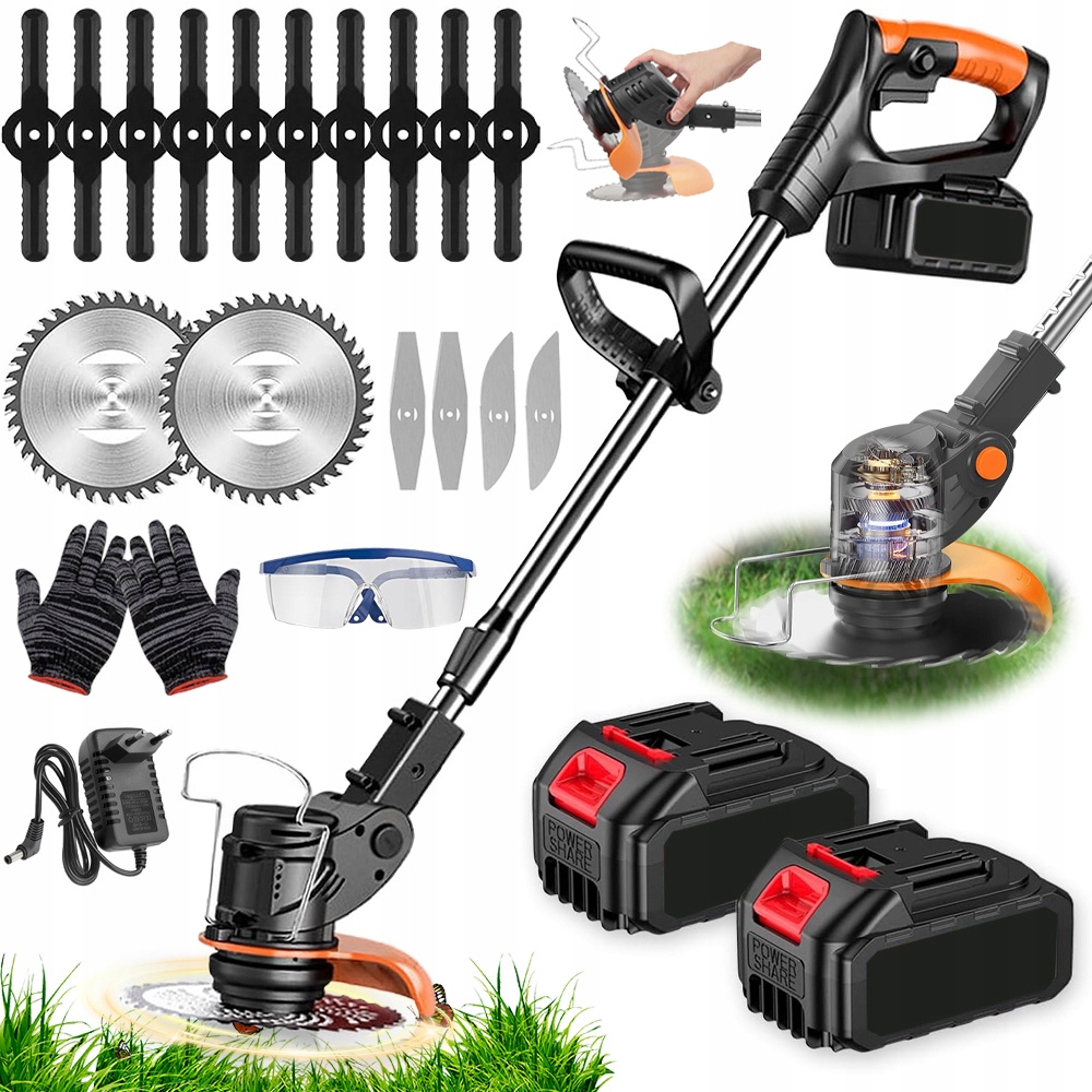 Podkaszarka Akumulatorowa Kosa Wykaszarka Na Kołach Do Trawy Żyłki +ostrza