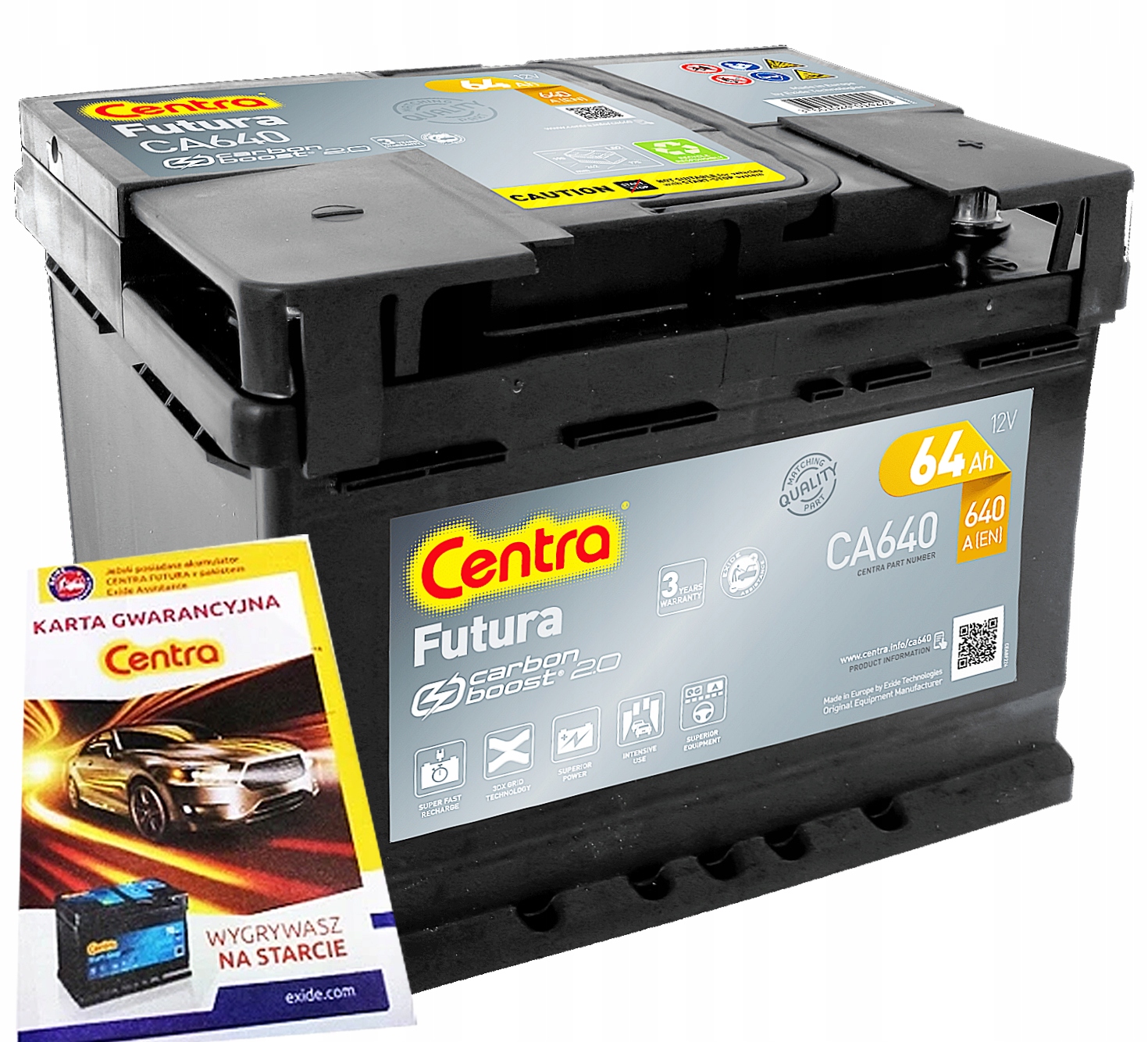AKUMULATOR CENTRA FUTURA 640A 64Ah NAJŚWIEŻSZE 2024 + ASSISTANCE