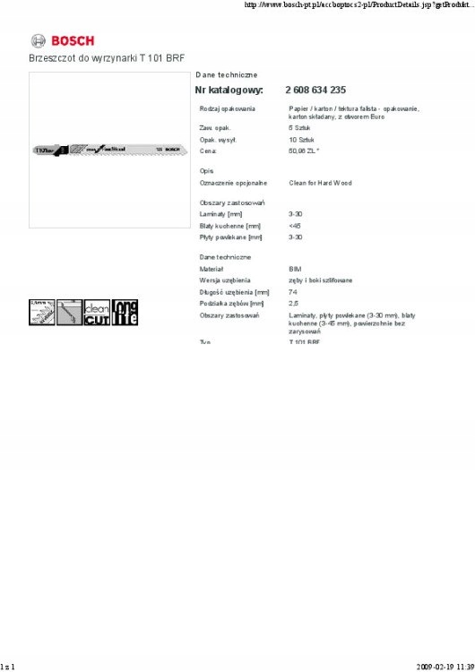 BRZESZCZOT DO WYRZYNARKI T101BRF 5SZT. Marka Bosch