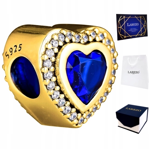 

Charms złoty Niebieskie Serce Heart srebro 925
