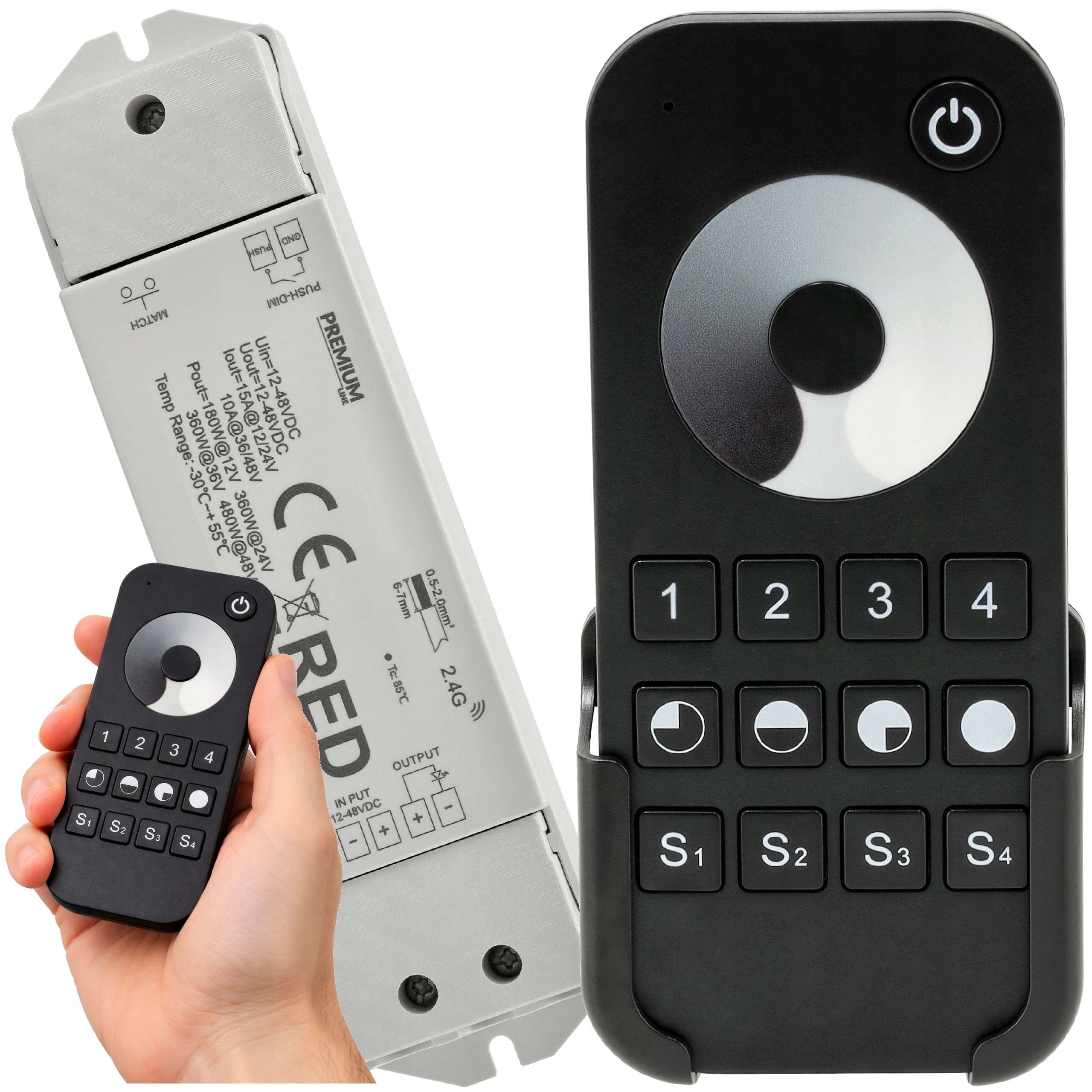 Dálkový Ovladač Rádiový stmívač pro Led pásky Cob 4 zóny ovladač 15A