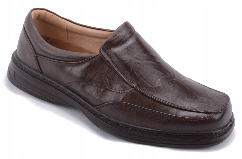 

Mokasyny Męskie Skóra Eco Brąz Szerokie L1985 43