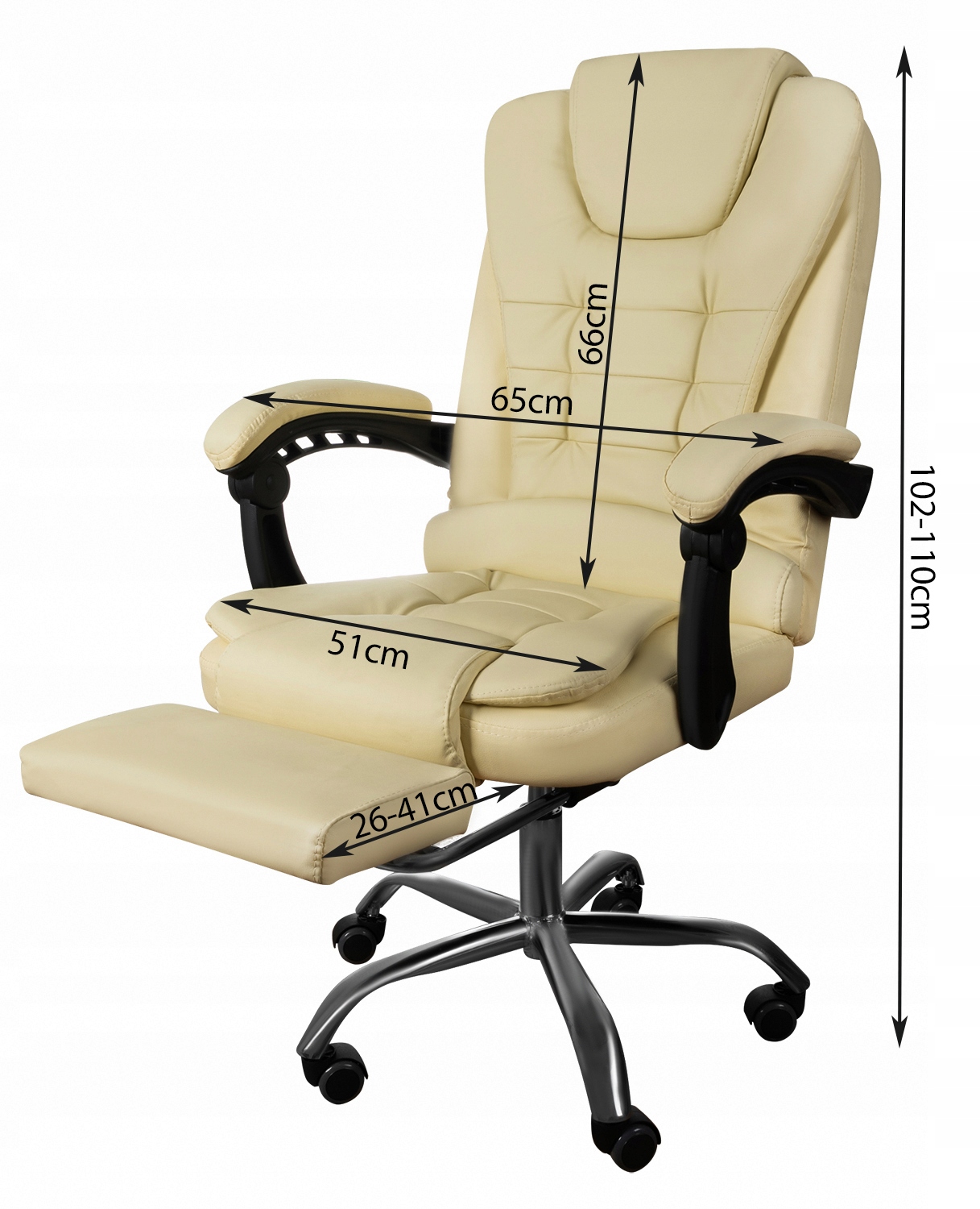 Fotel Biurowy Obrotowy Rozkładany Krzesło Biurowe (16225 Kremowy Podnóżkiem  do Biurka Chrom) • Cena, Opinie • Fotele obrotowe 13654647606 • Allegro