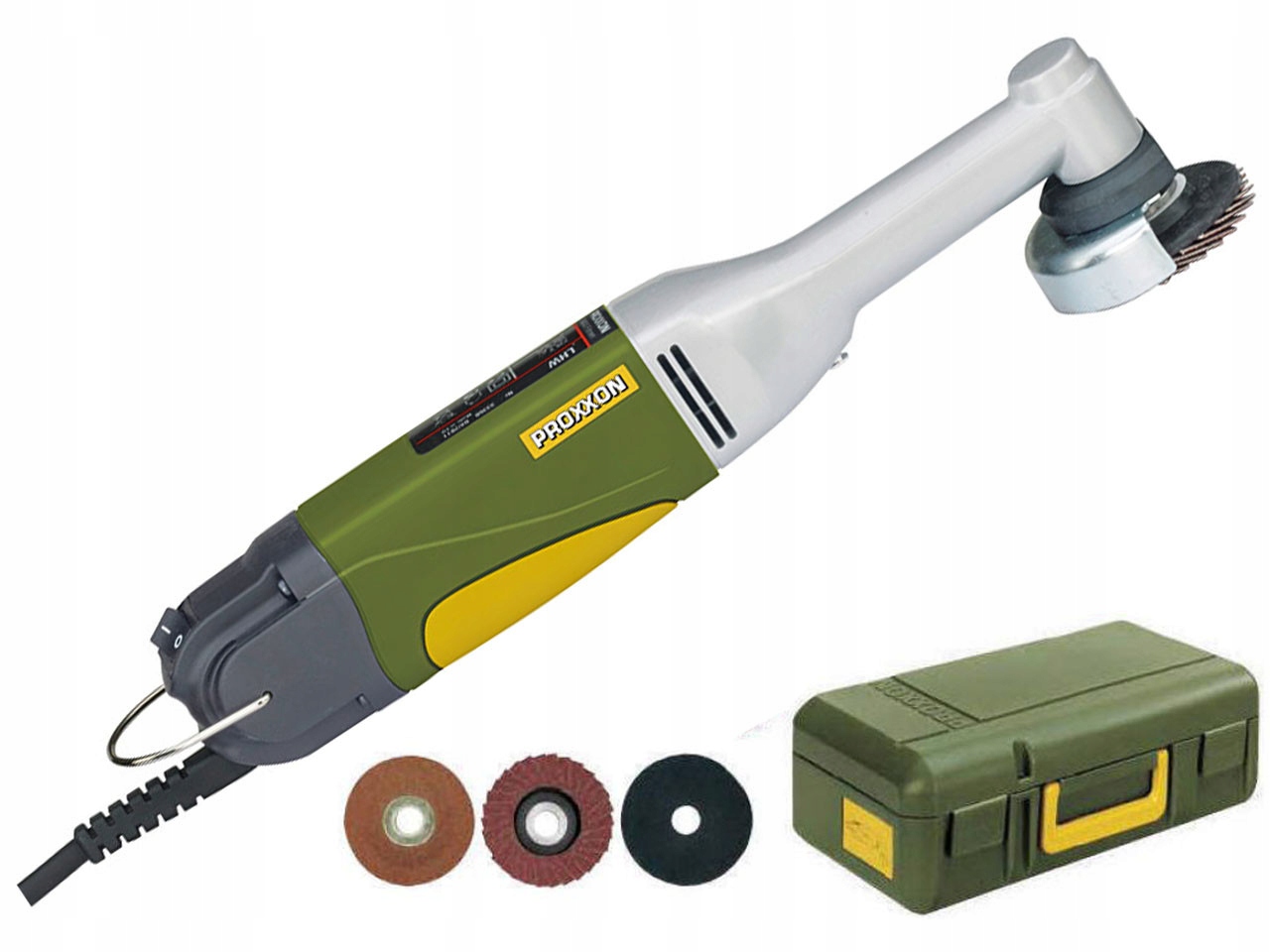 Proxxon 28547 Szlifierka kątowa Lhw z długą szyjką 3 tarcze walizka 230V
