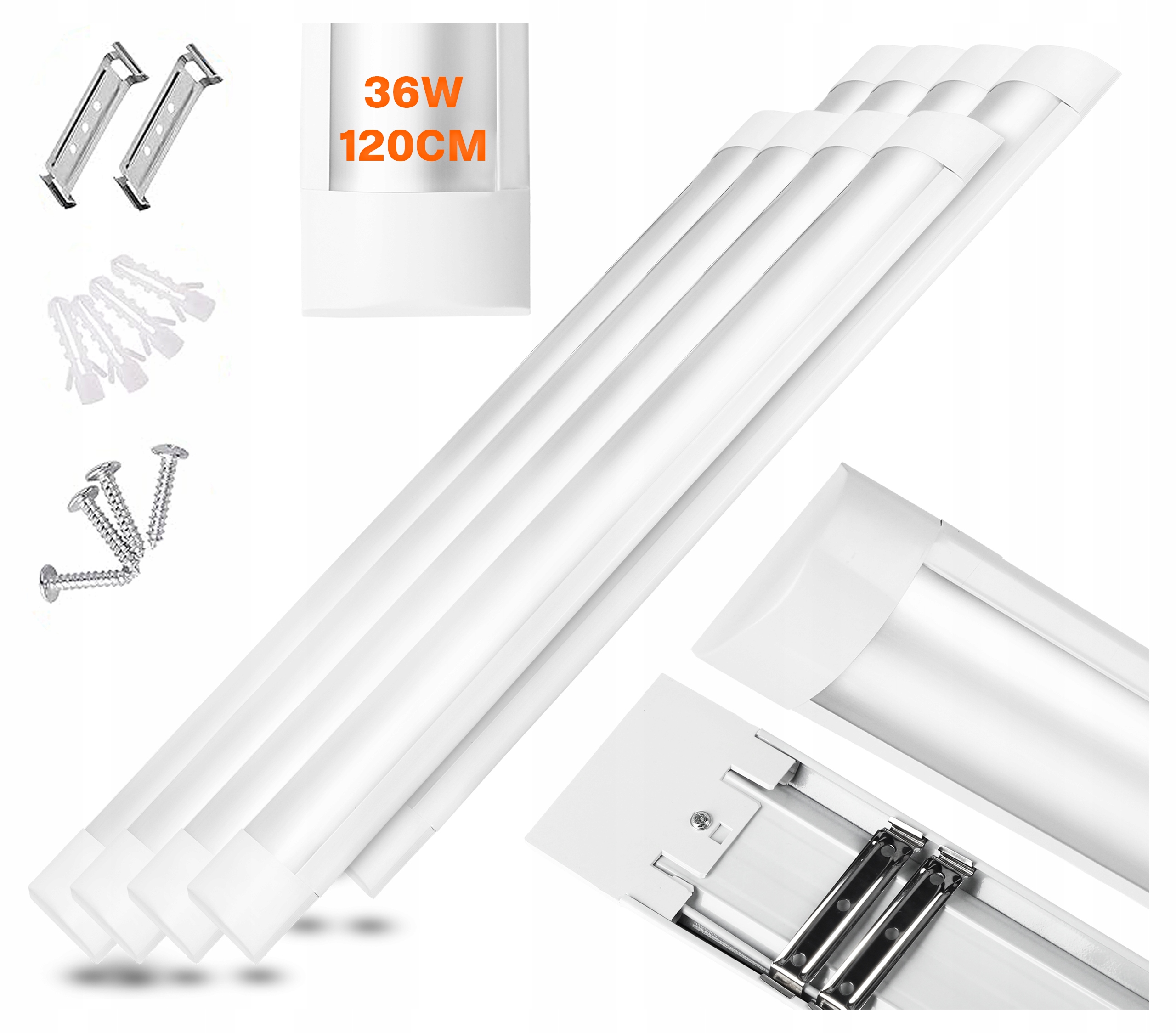 Lampa Led 36W 120cm Oprawa Sufitowa Natynkowa Do Garażu Warsztatu 4000K Wh