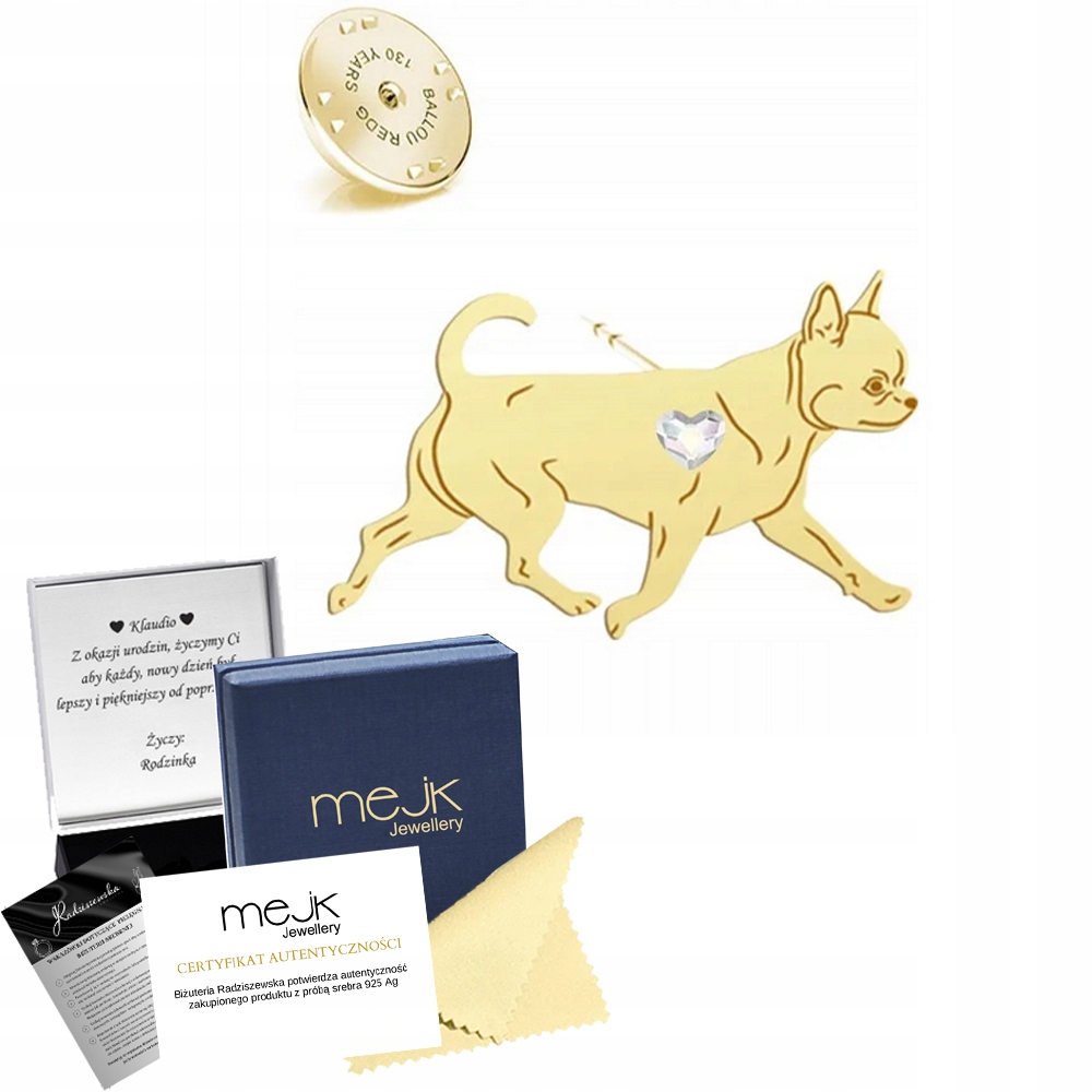 Odznak Zlatá s psem čivava Krátkosrstá 925 Šperky Dedikace Bonus