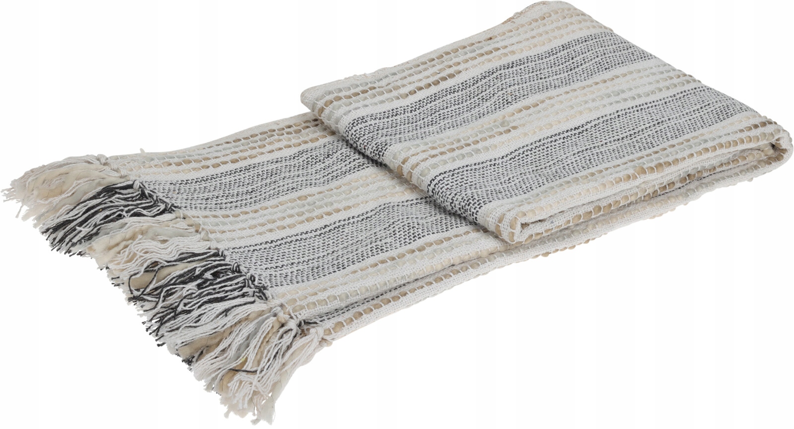 Bavlněný pléd Deka 130 x 170 cm – přírodní odstíny, pléd s třásněmi