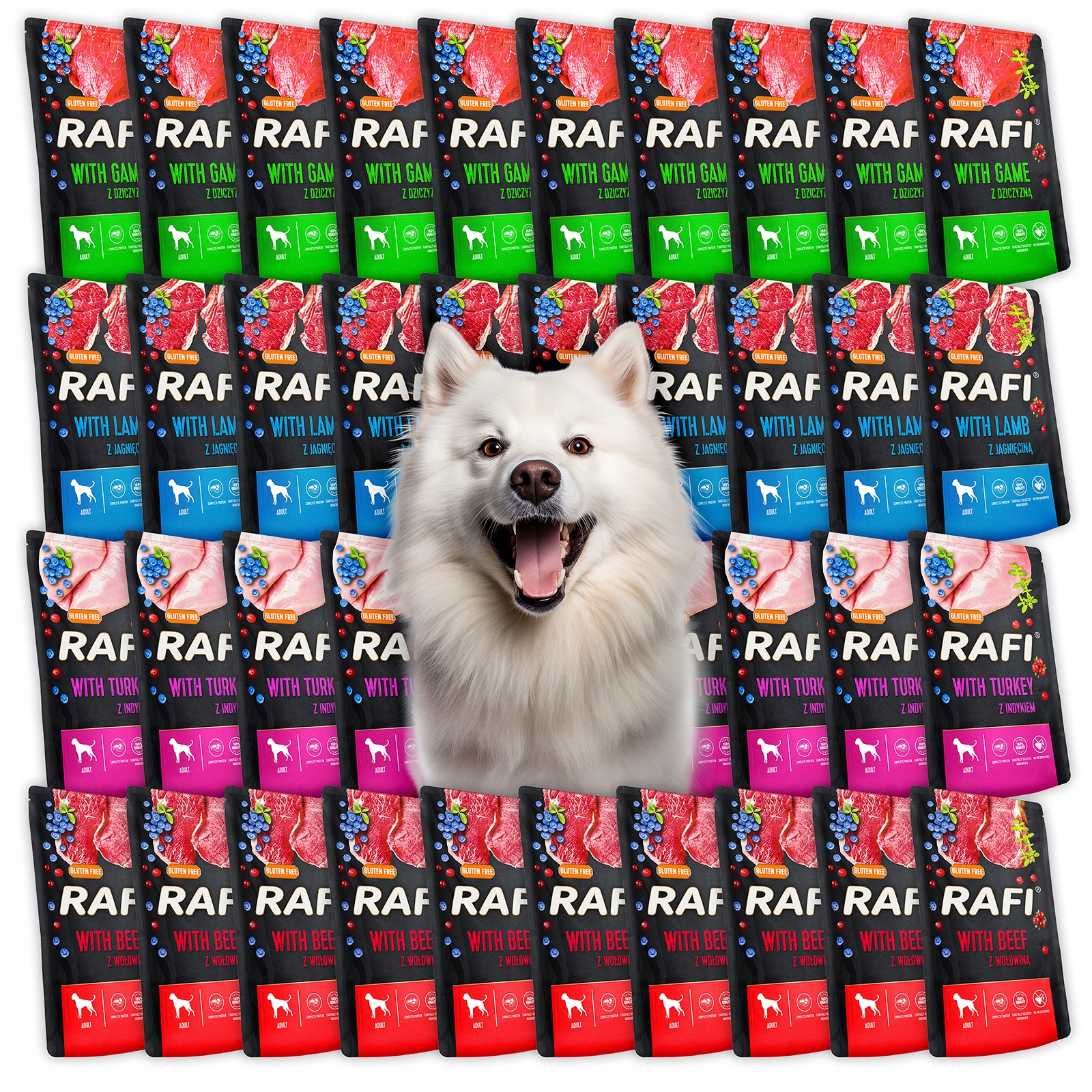 Mokra Karma Dolina Noteci Rafi Adult Bez Zbóż Saszetka MIX Smaków 40 x 300G