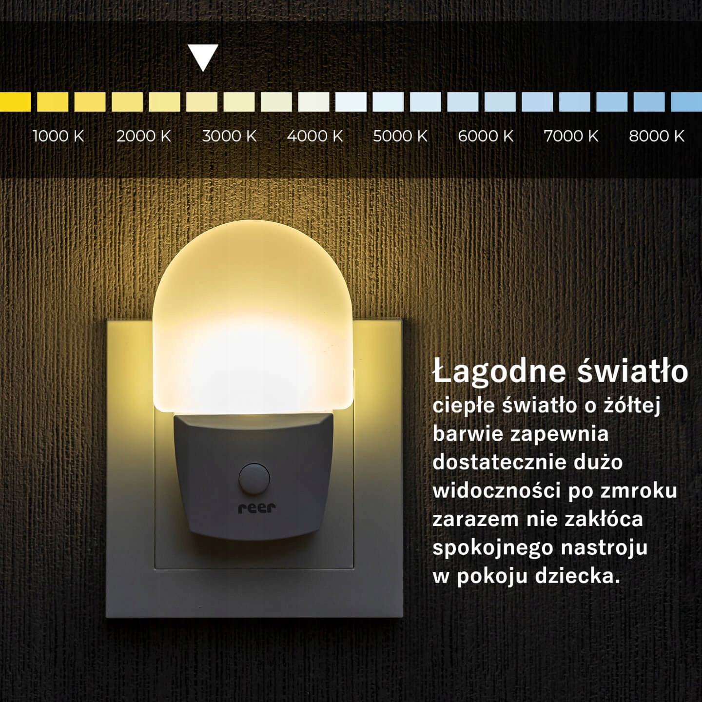 Lampka nocna LED do kontaktu przycisk On/Off REER Stan opakowania oryginalne