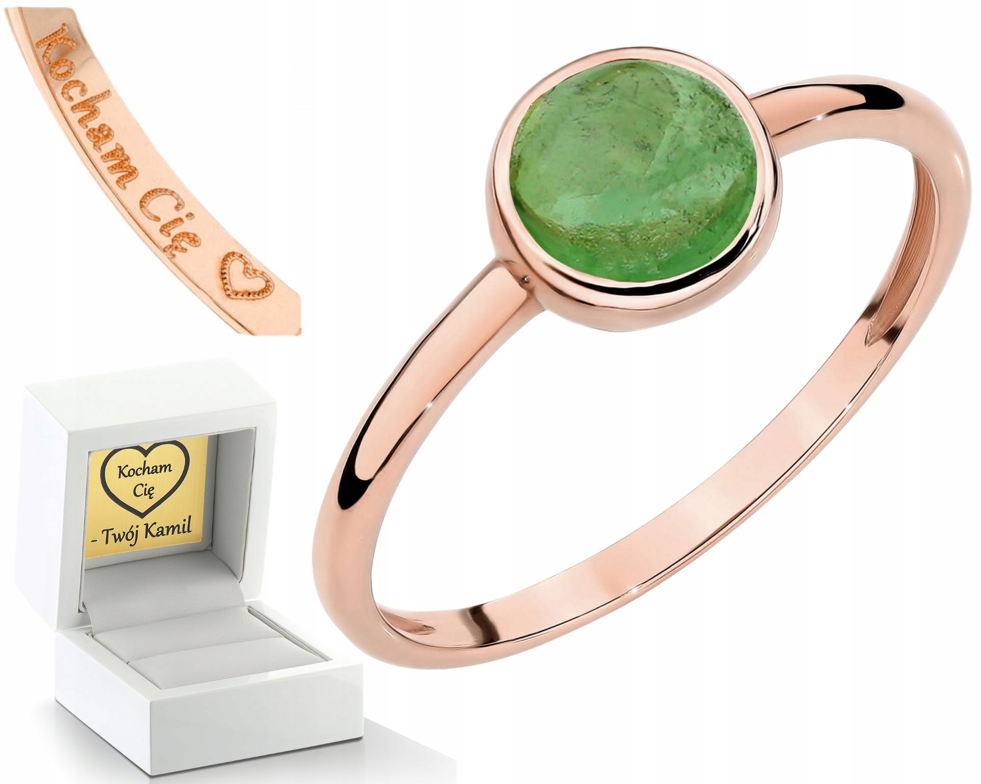 Prstýnek Z Růžového Zlata Zelený Turmalín Zlato 585