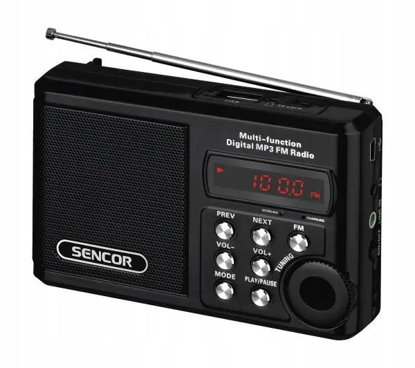 Kapesní přenosné rádio Sencor Srd 215 B Fm Aux Usb Černá
