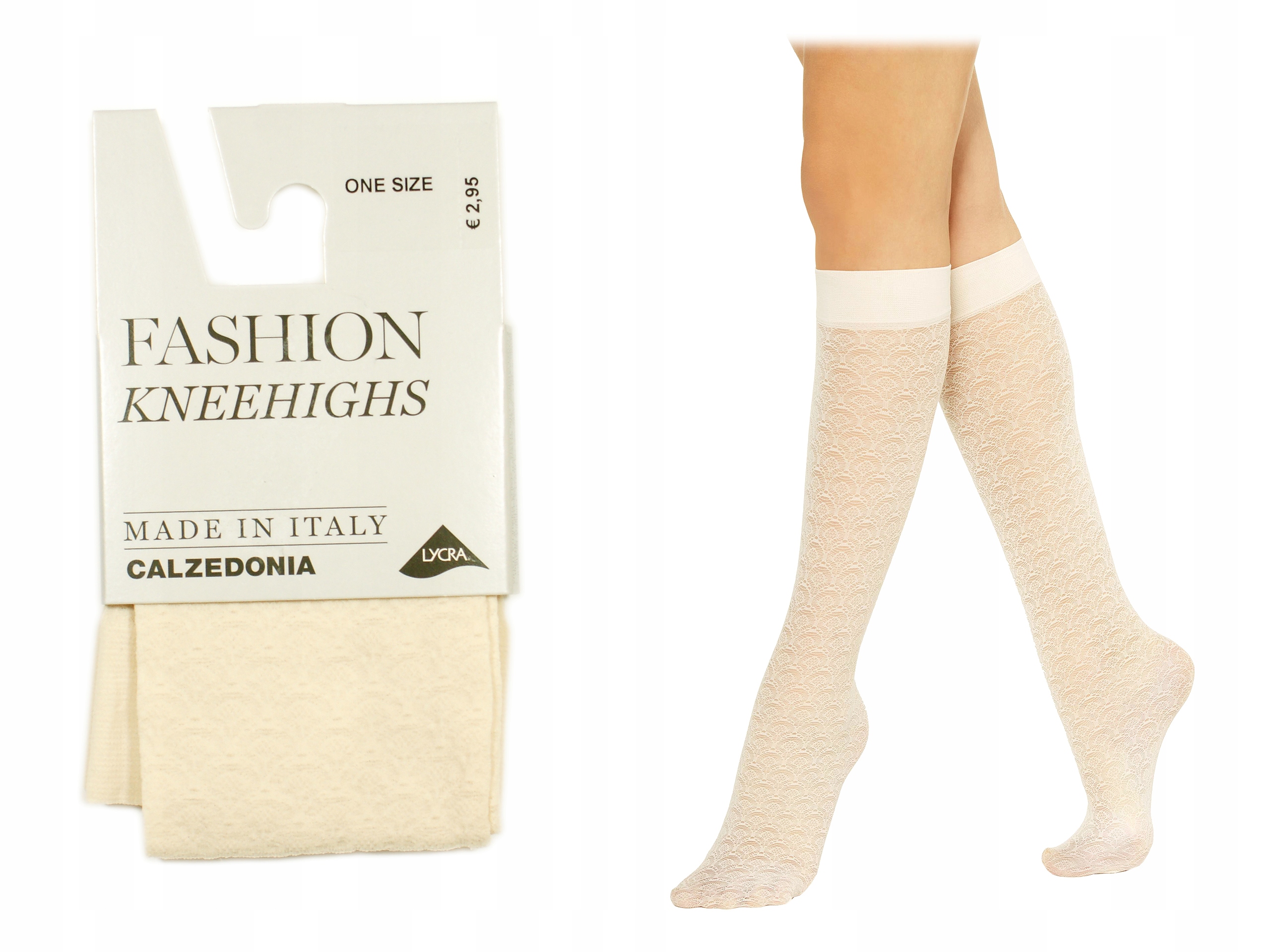 

Calzedonia podkolanówki ecru wzorzyste