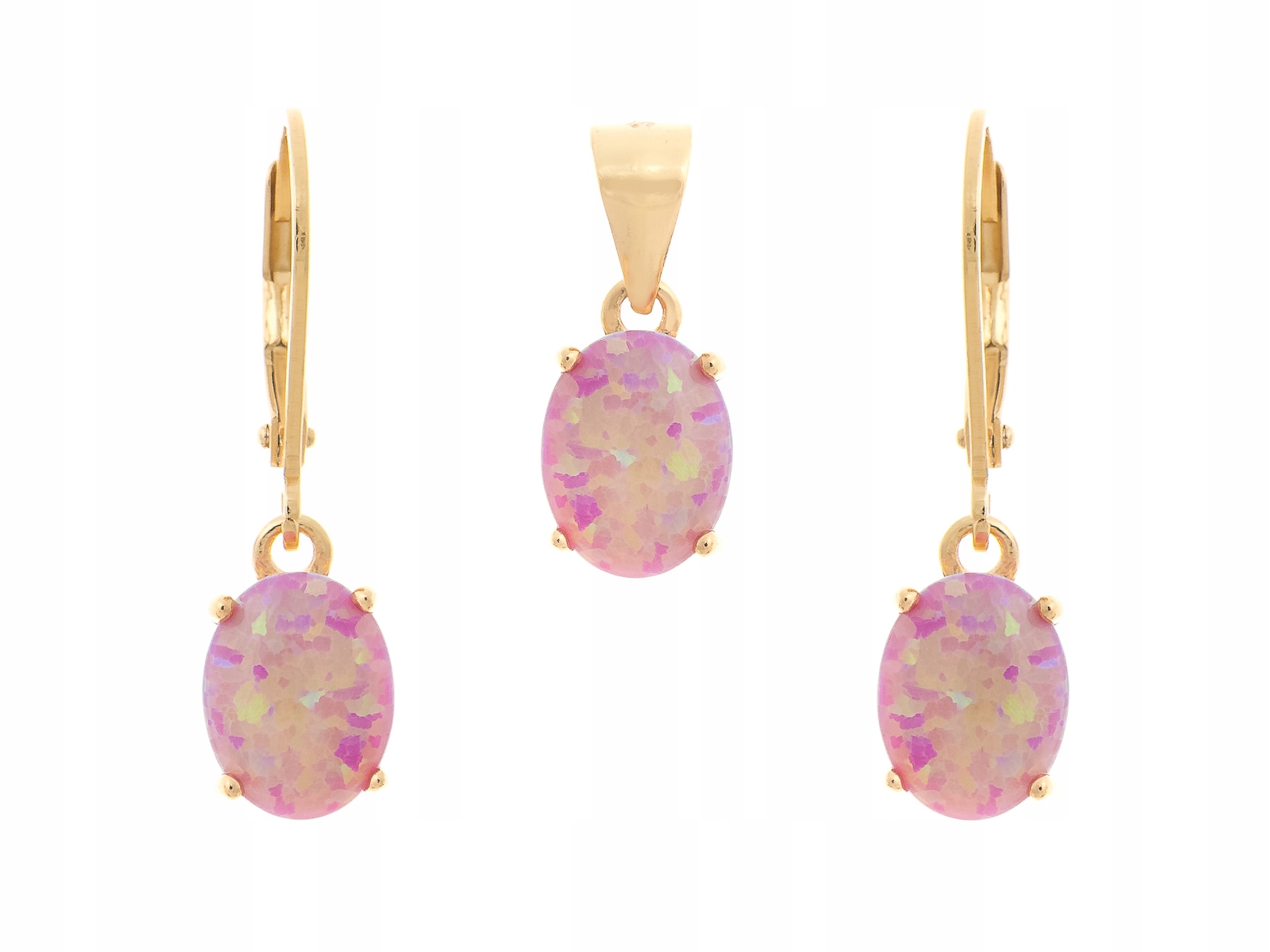 Stříbrný Komplet Pozlacený Kol+vis S Opálem