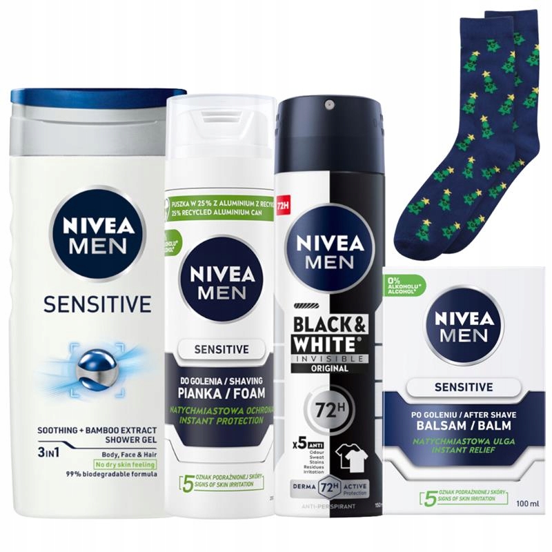 Nivea Men Antyperspirant Pianka do golenia Balsam Żel prysznic