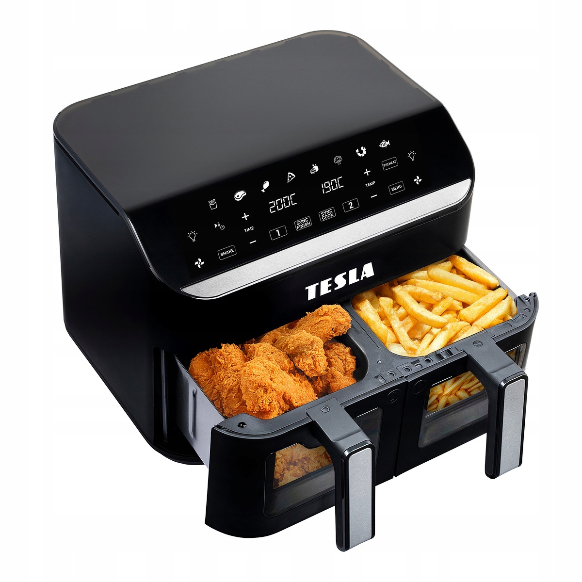 Tesla AirCook DualZone Q460 XXL Multifunkční dvoukomorový air fryer 9 l