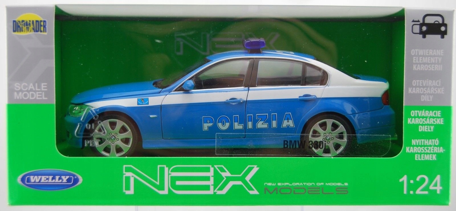 WELLY BMW 330i SERIA 3 E90 POLICJA 1:24 NOWY METAL Bohater brak