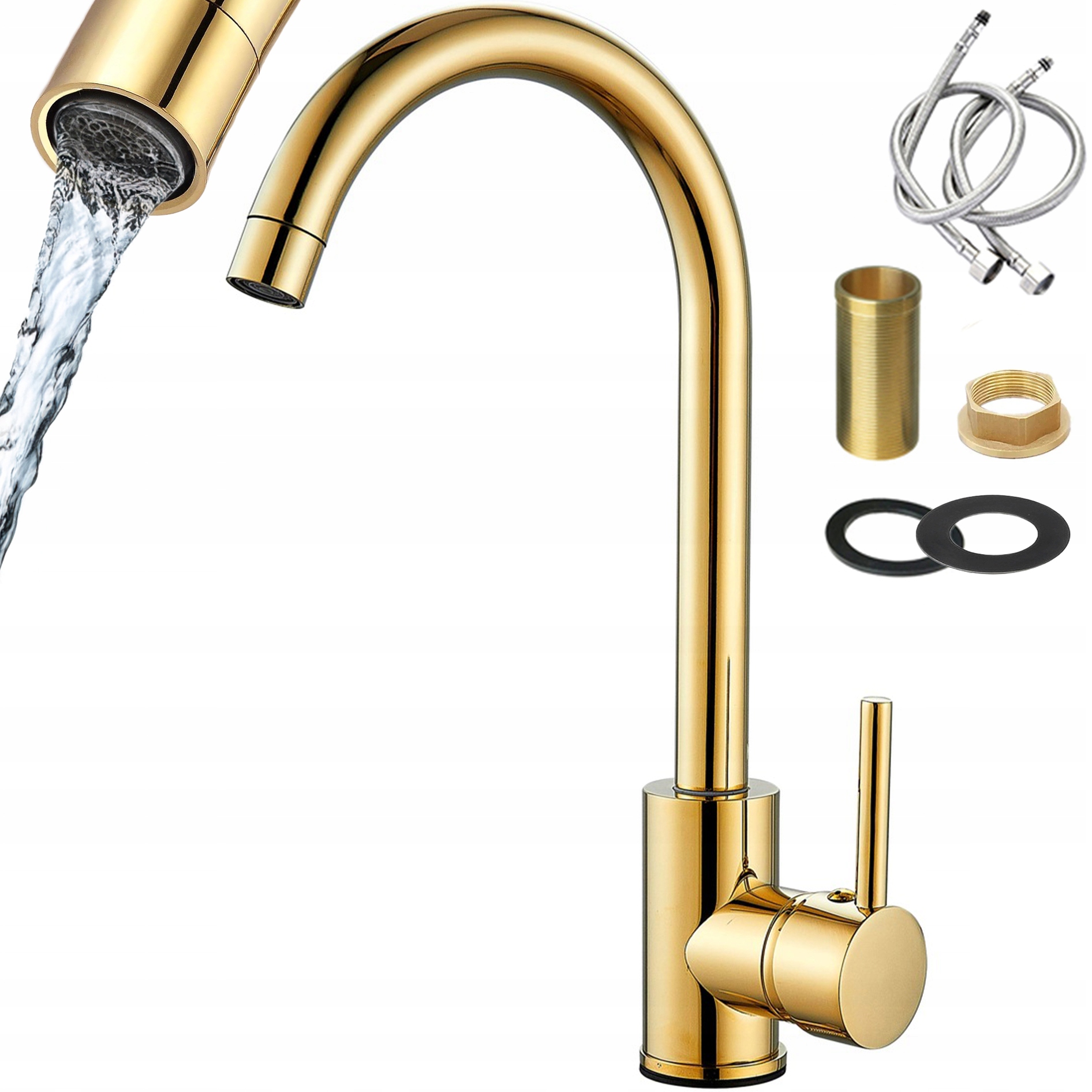 Kuchyňská Dřezová Baterie otočná 360 Zlatá