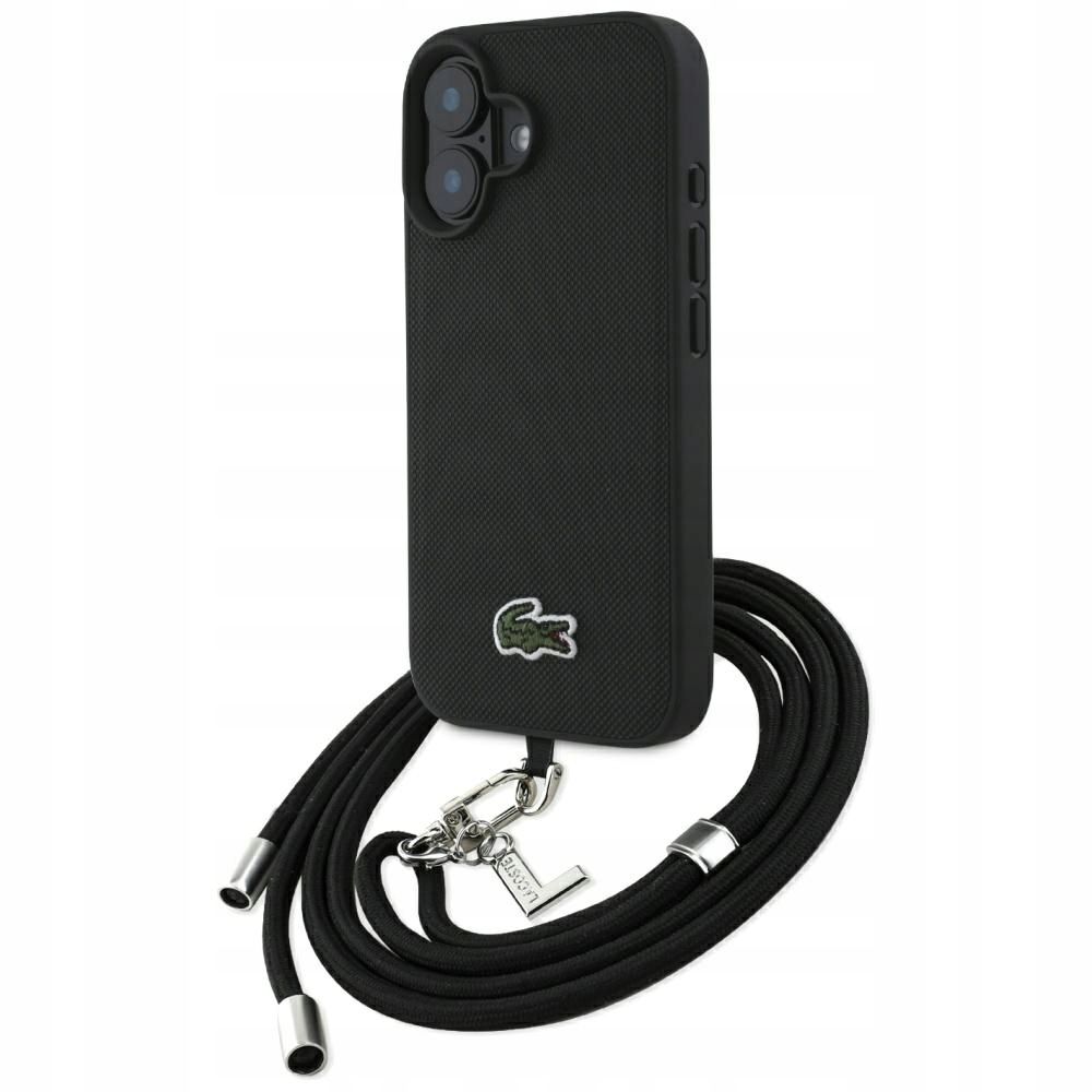 Etui Lacoste Iconic Petit Pique Crossbody Cord do iPhone 16 Plus czarny
