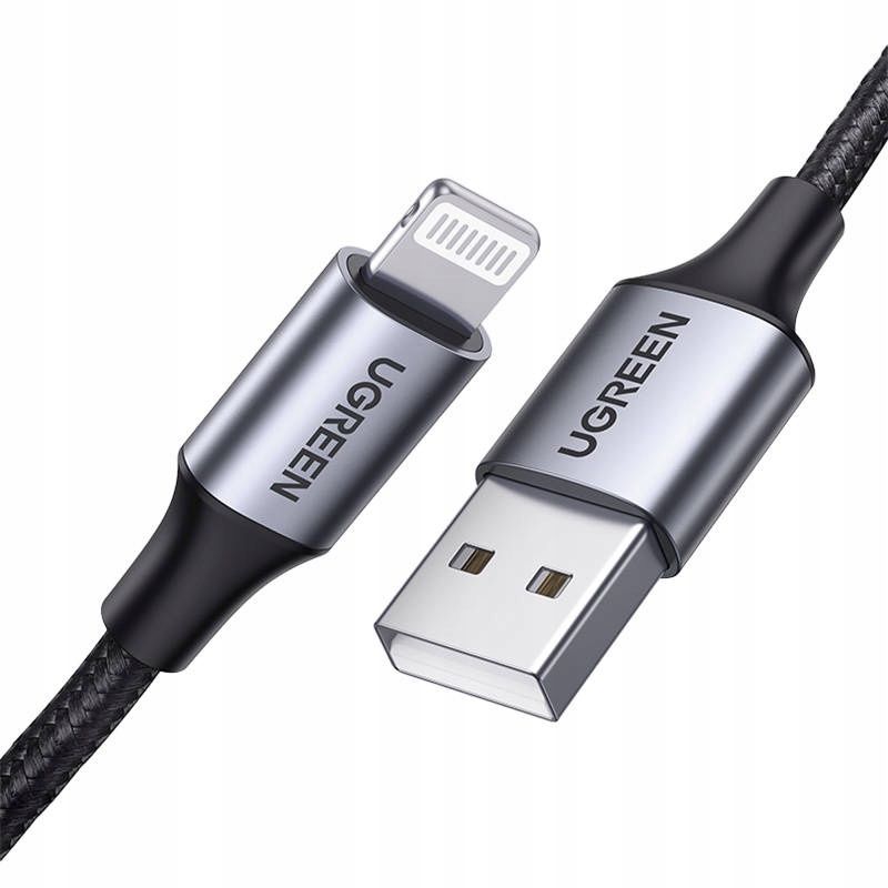 KABEL UGREEN US199 USB-A/LIGHTNING 2.4A 1.5M CZARNY