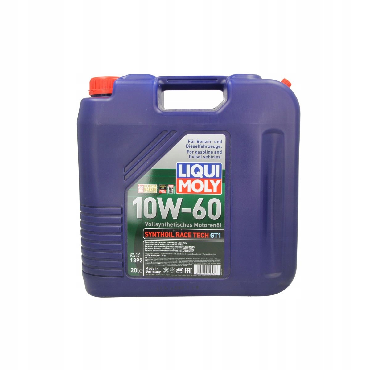 OLEJ LIQUI MOLY 10W60 20L SYNTHOIL RACE TECH GT1 SL/CF LM1392 Rodzaj syntetyczne