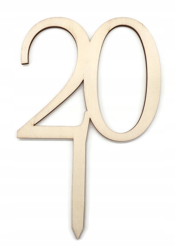 

Topper urodzinowy drewniany liczba 20 dwudziestka