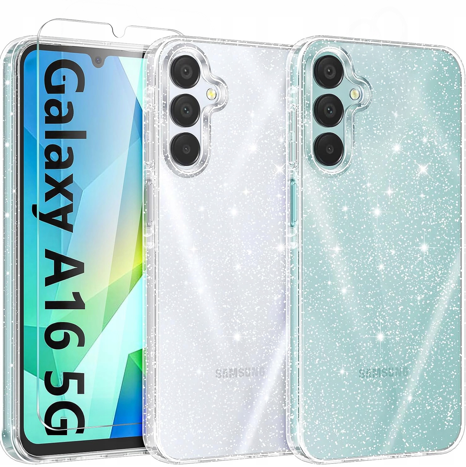 Etui Do Samsung Galaxy A16 5g Brokatowe Clear Shine 2mm Szkło 9H