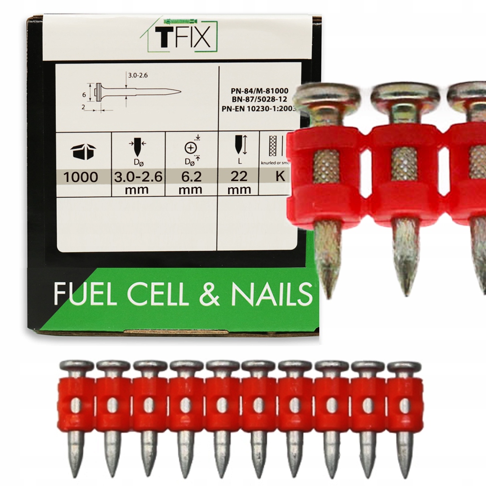 Hřebíky do betonu 3x22mm 1000ks FGT22 PULSA700/800 pro vsazovač