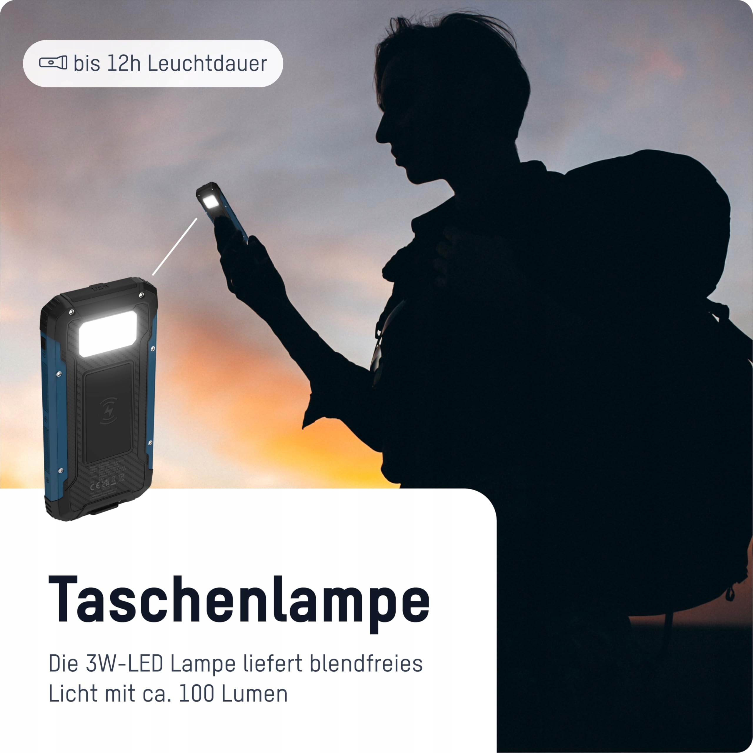 ANSMANN Powerbank Solarna 10000 mAh Outdoor USB-C USB-A Latarka — miniatura 5