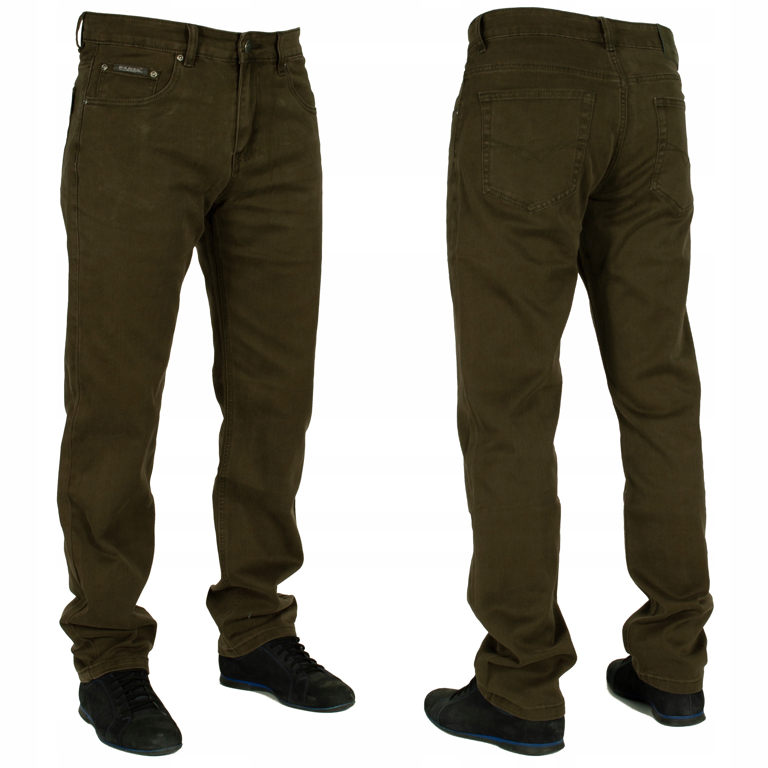 Spodnie męskie jeans W:36 96 cm L:32 proste oliwka