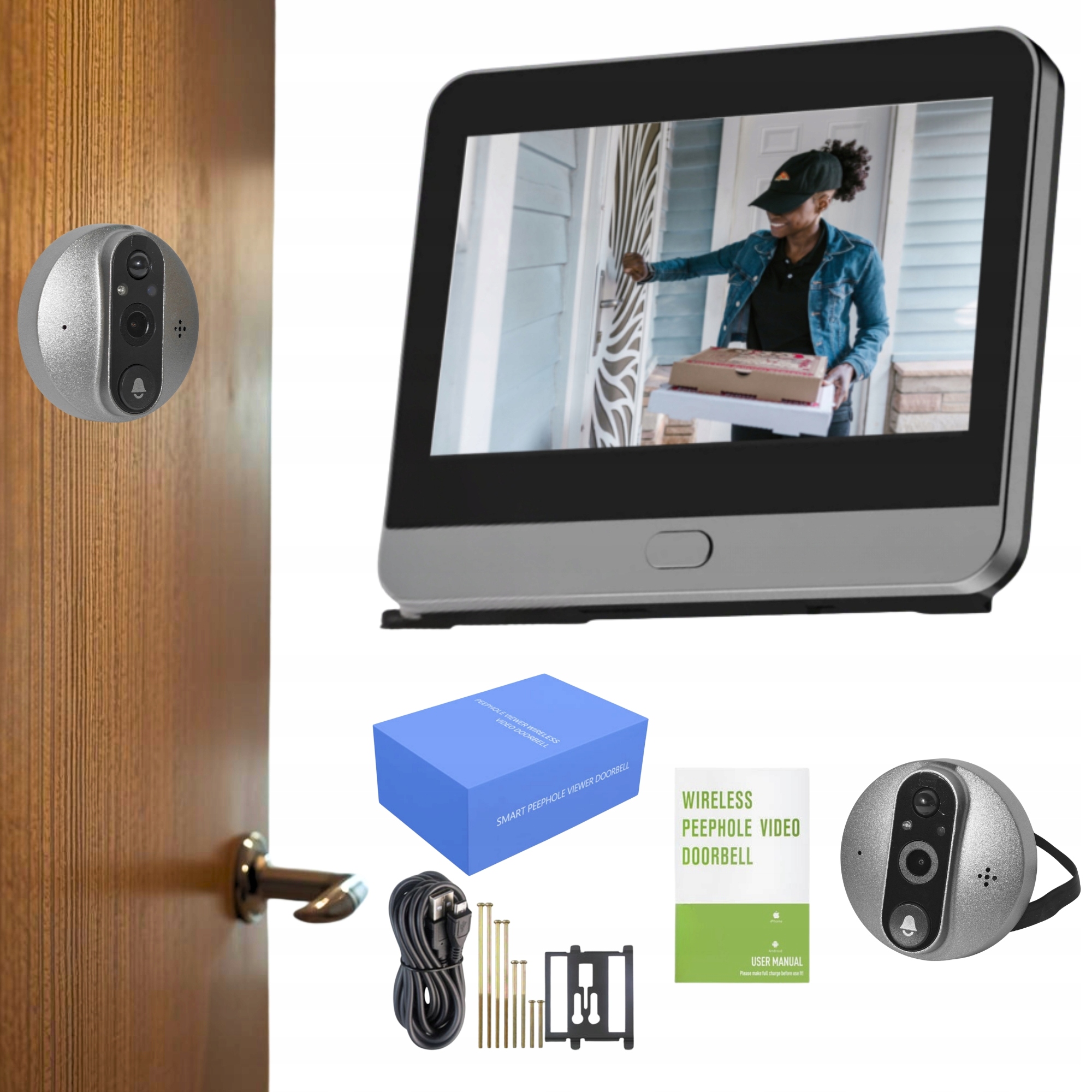 Elektronický Hľadáčik Na Dvere Judáš Zvonček Kamera Obrazovka Tuya Smart Home