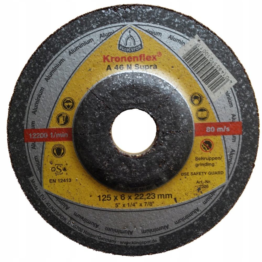 

Tarcza do szlifowania aluminium Klingspor 125x6x22