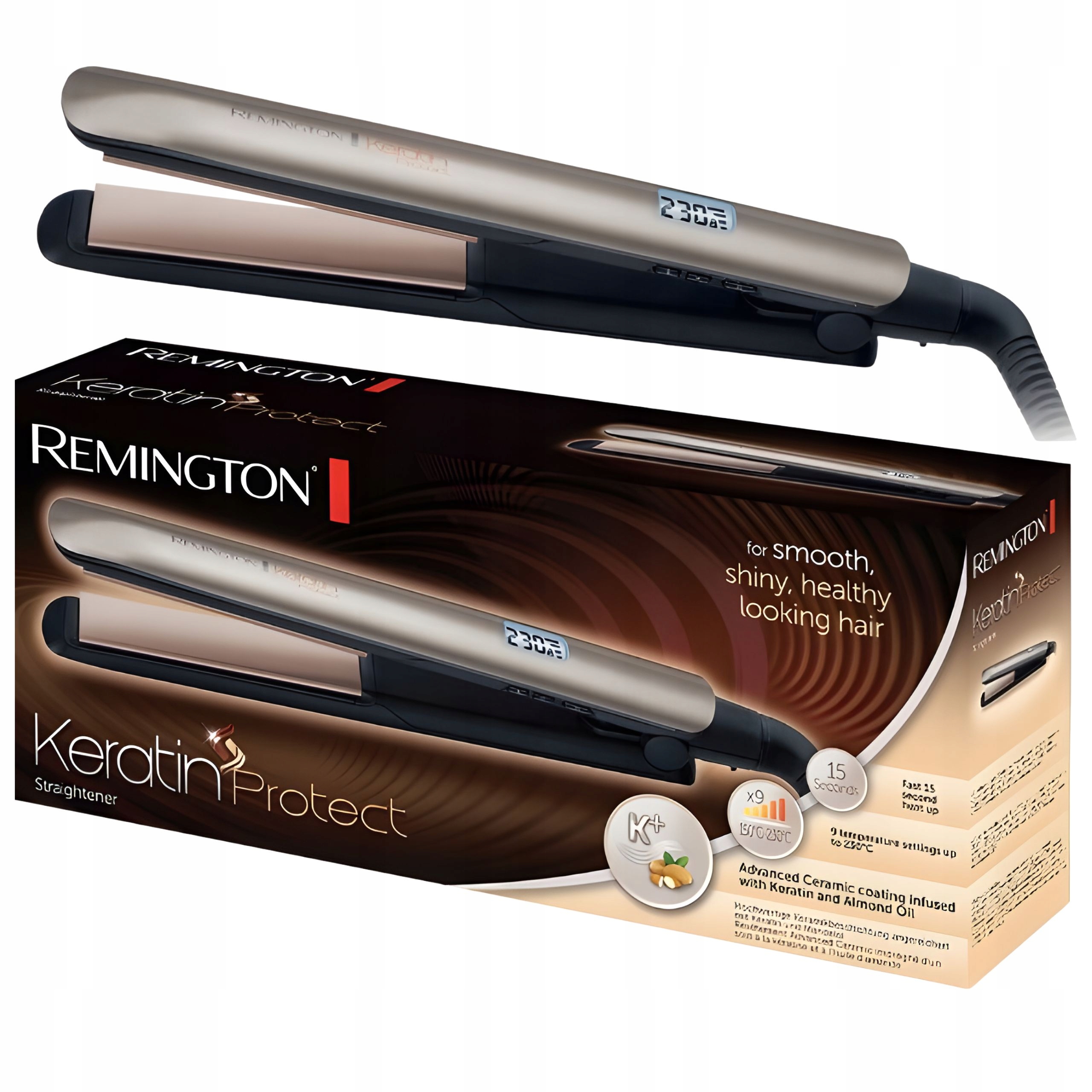 Remington Ceramiczna Prostownica do włosów z keratynę olejem migdałowym LCD