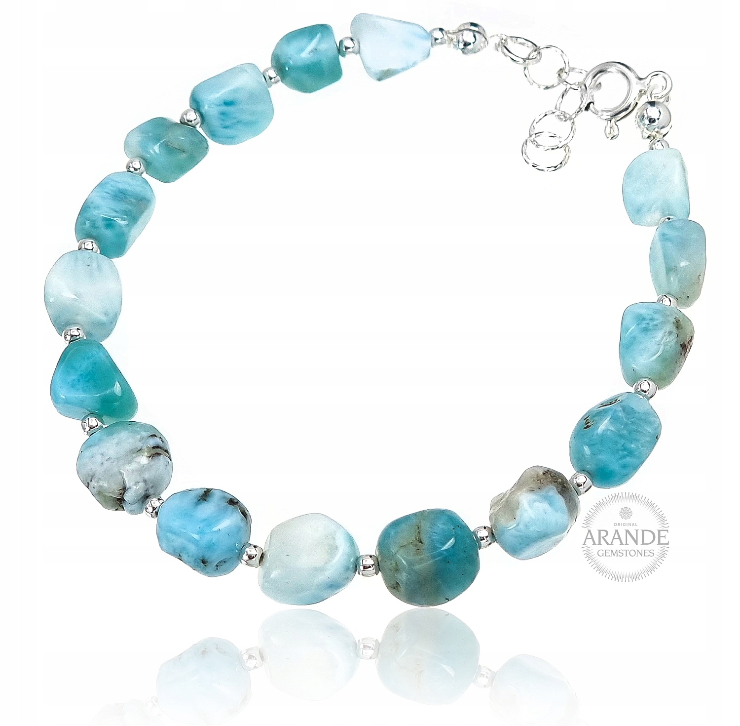 Přírodní Larimar Nádherný Náramek Stříbro