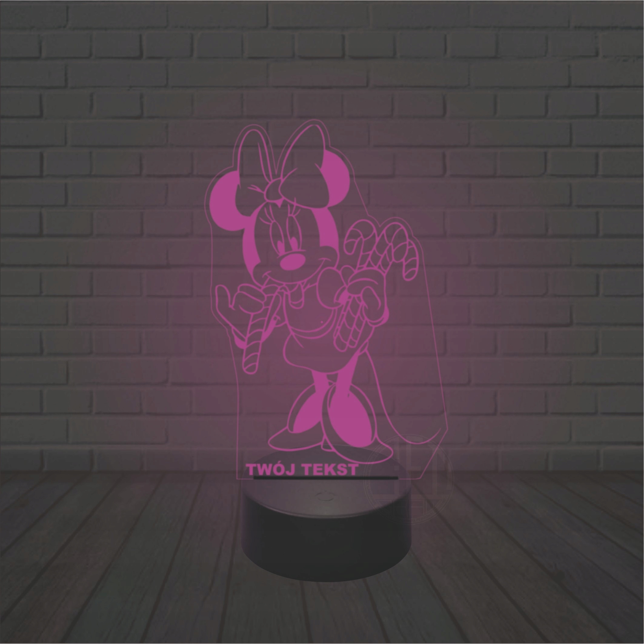 Lampka nocna LED imię grawer myszka MINNIE Kolor dominujący wielokolorowy