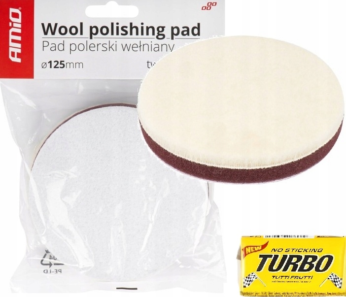 Pad polerski wełniany futro polerskie hard twardy na rzep 125 mm 12,5 cm