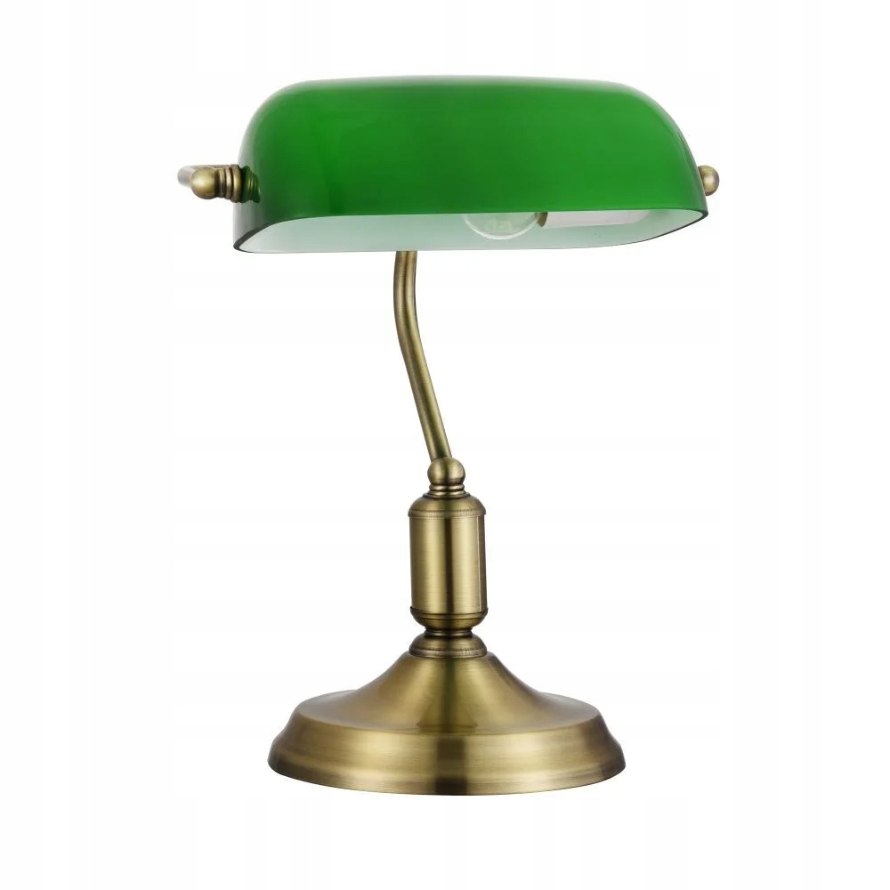 Mosadzná dekoratívna kancelárska lampa so zeleným bankovým tienidlom Maytoni