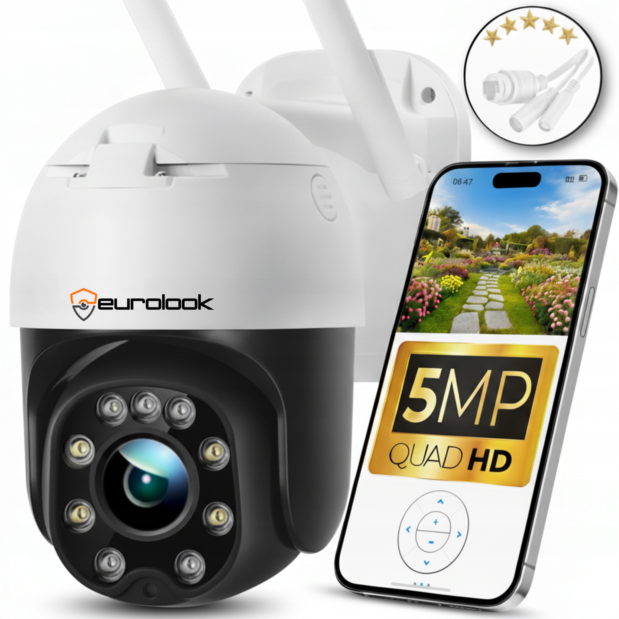 Ip kamera WiFi Vonkajšia otočná 5MP 5MPx 2K Uhd