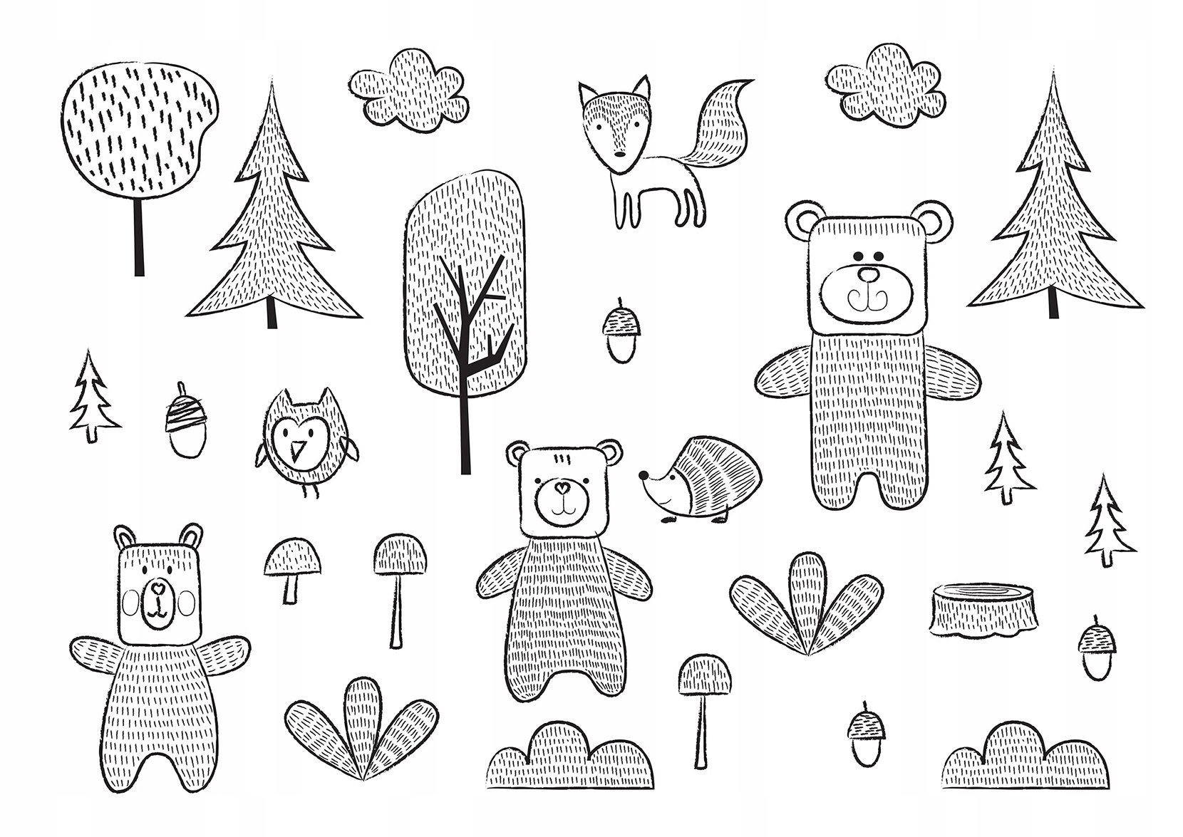 Fototapeta Obrysové zvieratá les biele pozadie pre deti 312x219 lepidlo