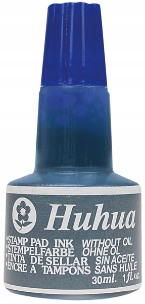 Niebieski TUSZ do odbijania STEMPLI i PIECZĄTEK bezolejowy Huhua WYRAŹNY