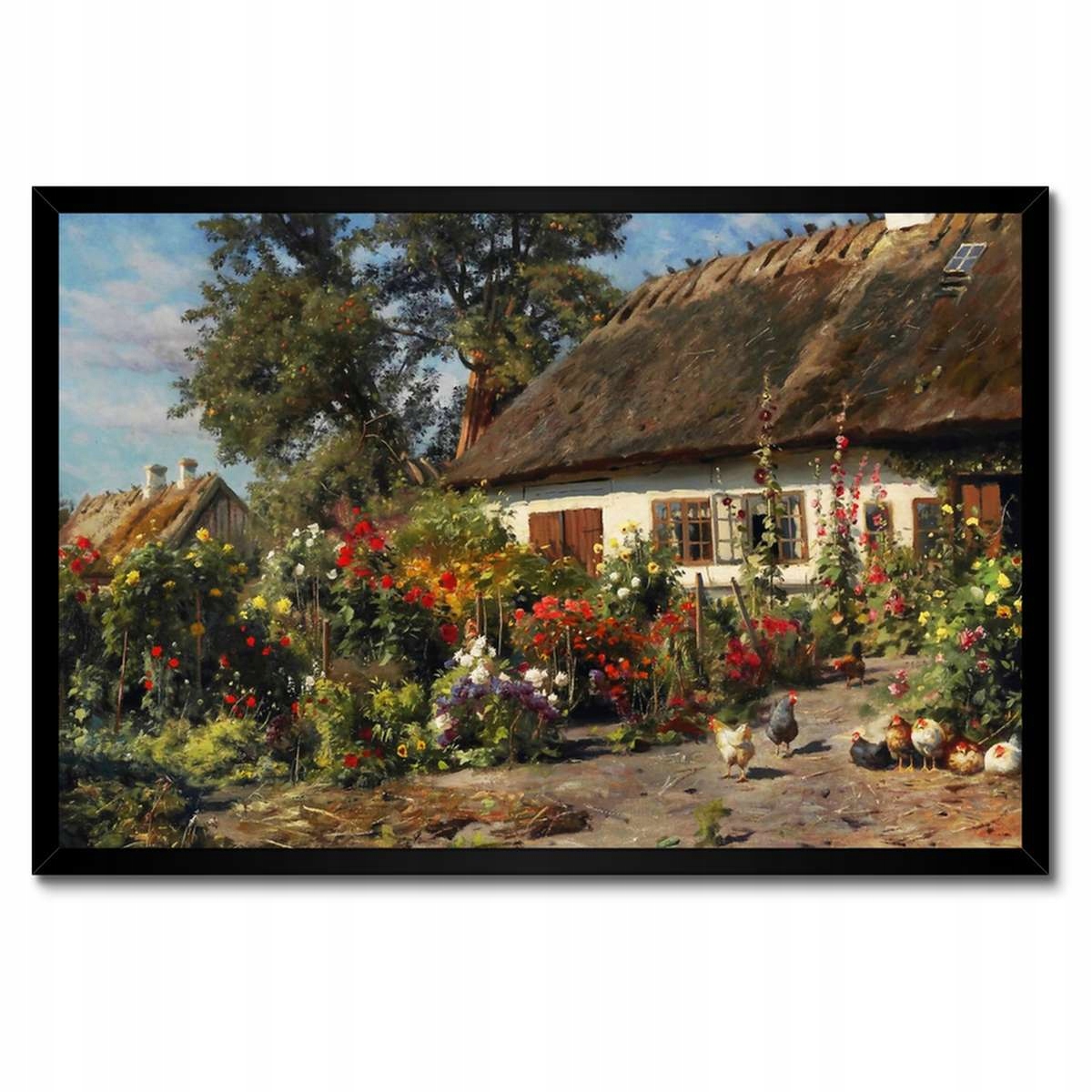 Plakáty v rámu 60x40 Venkovský domek s květinami